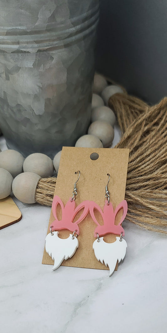 Pink Bunny Gnome Earrings