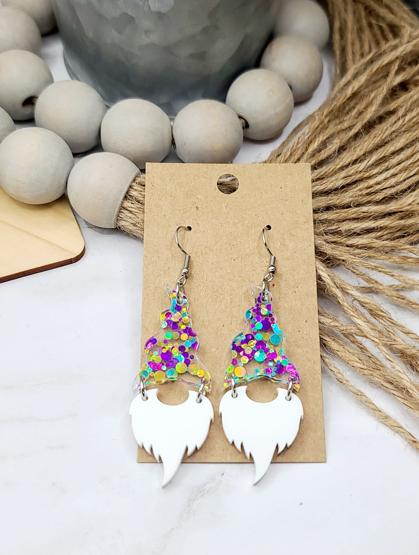 Glitter Confetti Gnome Earrings
