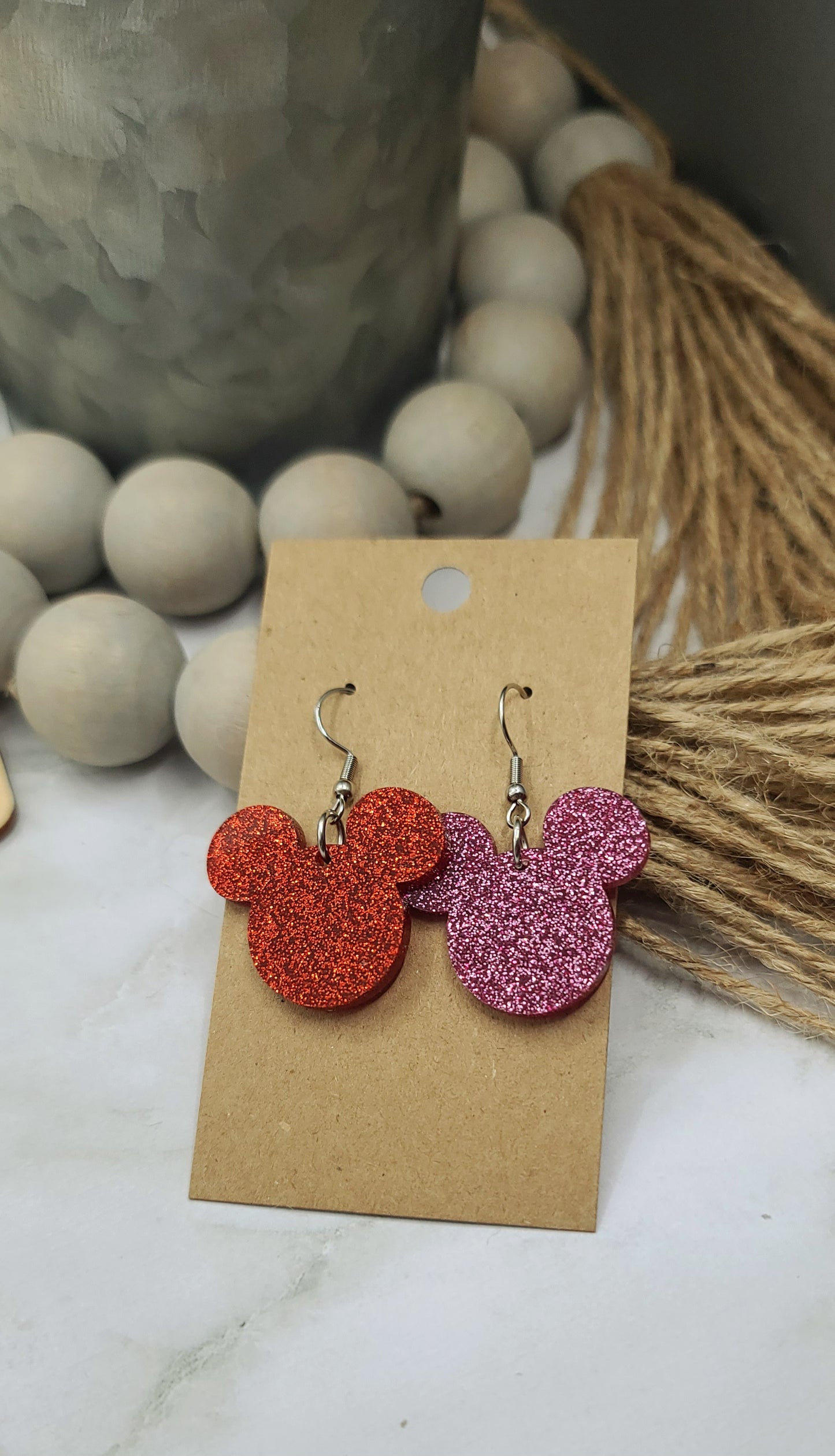 Valentine Glitter Mouse Earrings