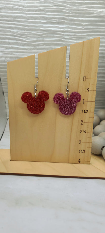 Valentine Glitter Mouse Earrings