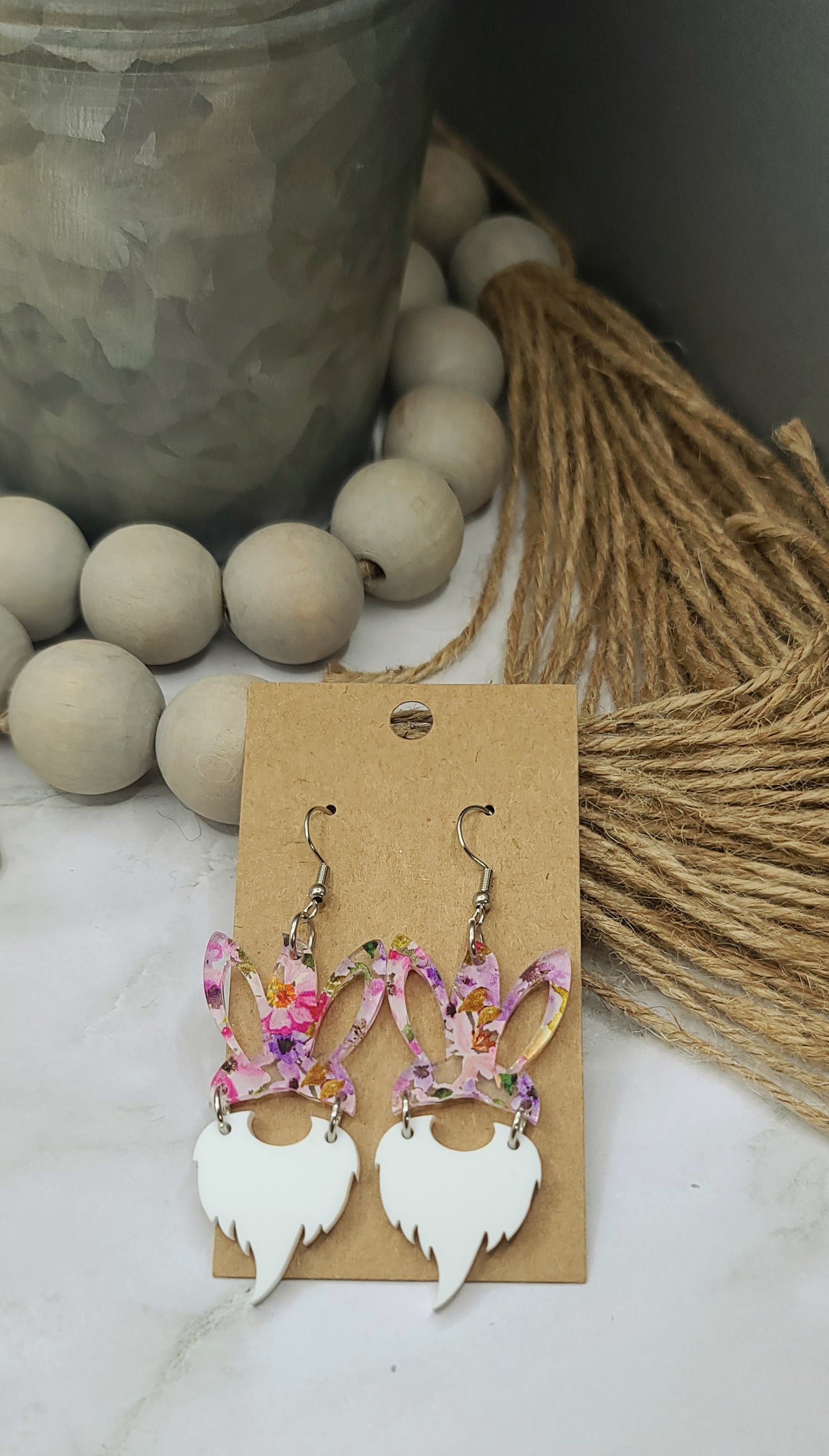 Floral Bunny Gnome Earrings
