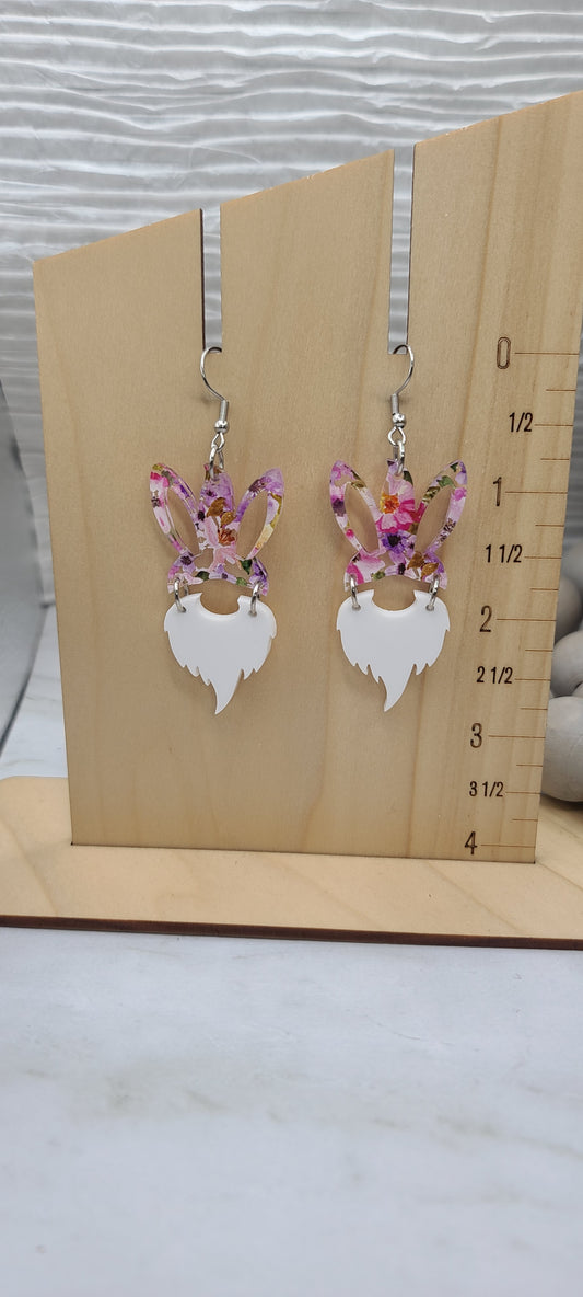 Floral Bunny Gnome Earrings
