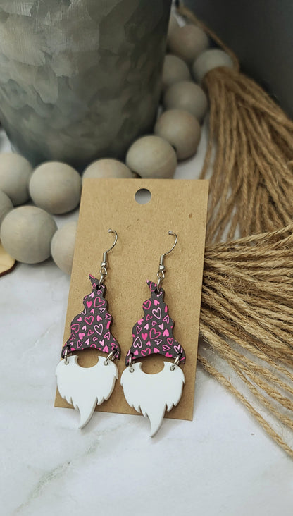 Black Hearts Gnome Earrings