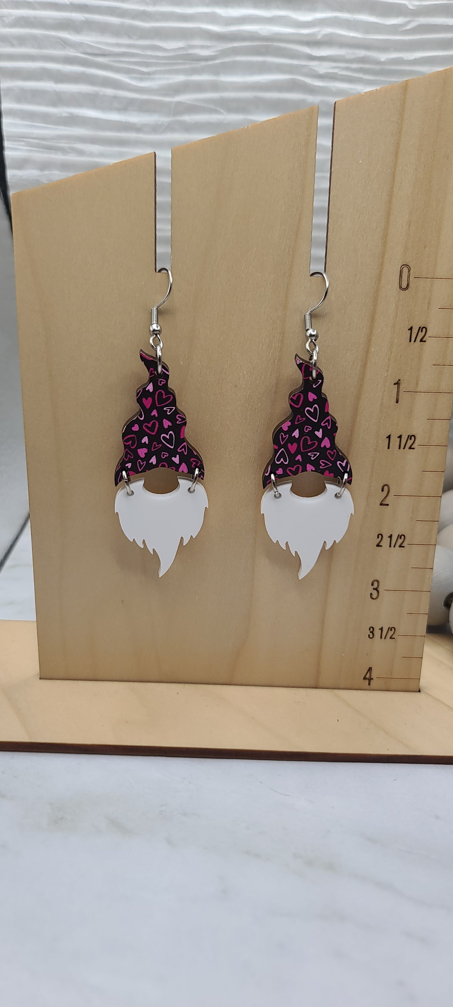 Black Hearts Gnome Earrings