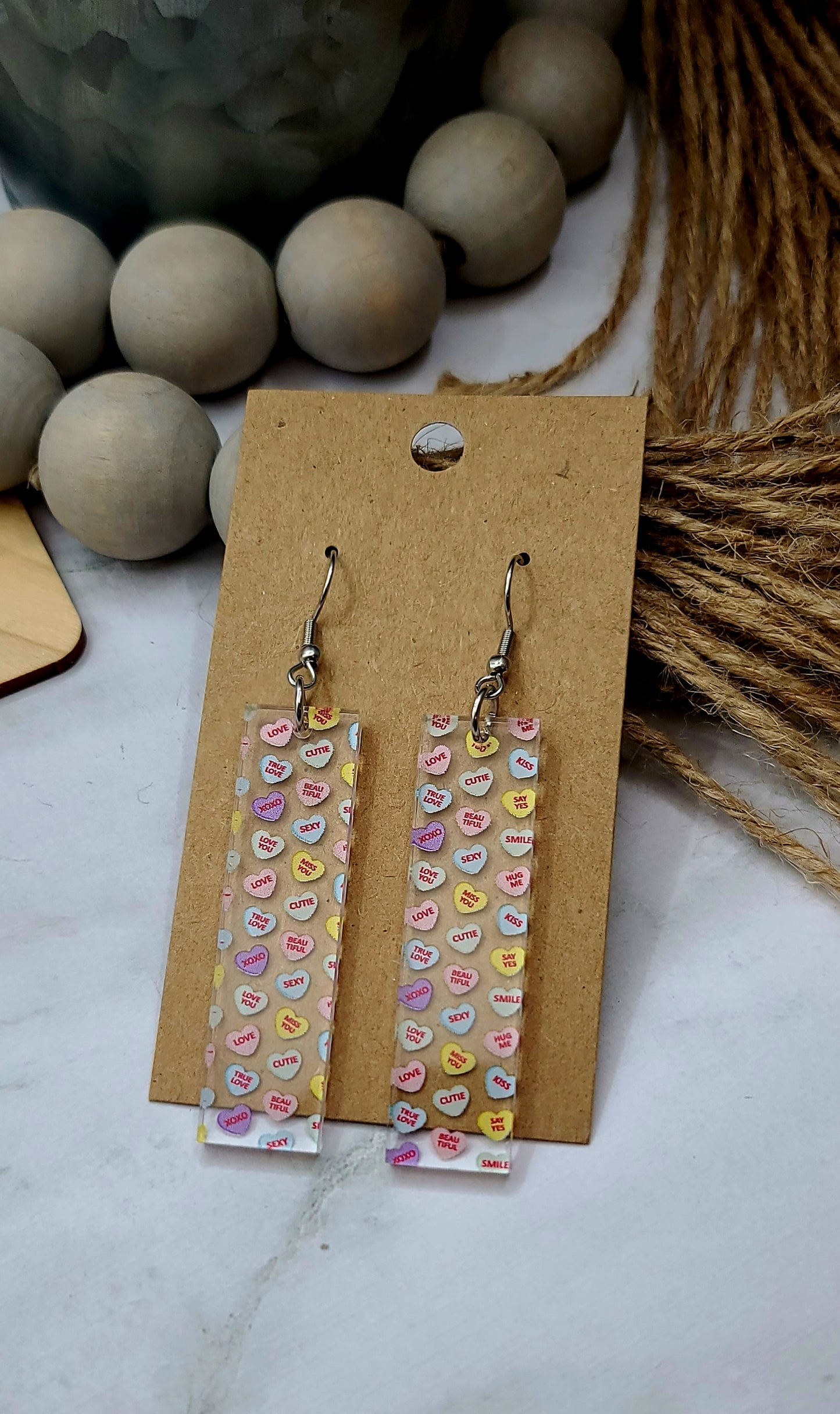 Candy Heart Bar Earrings