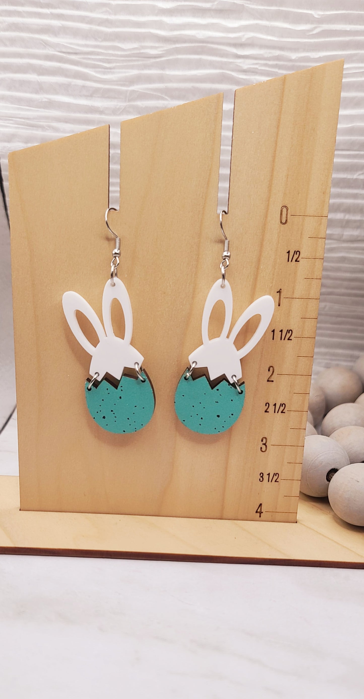 Speckled Egg Bunny Earrings Blue