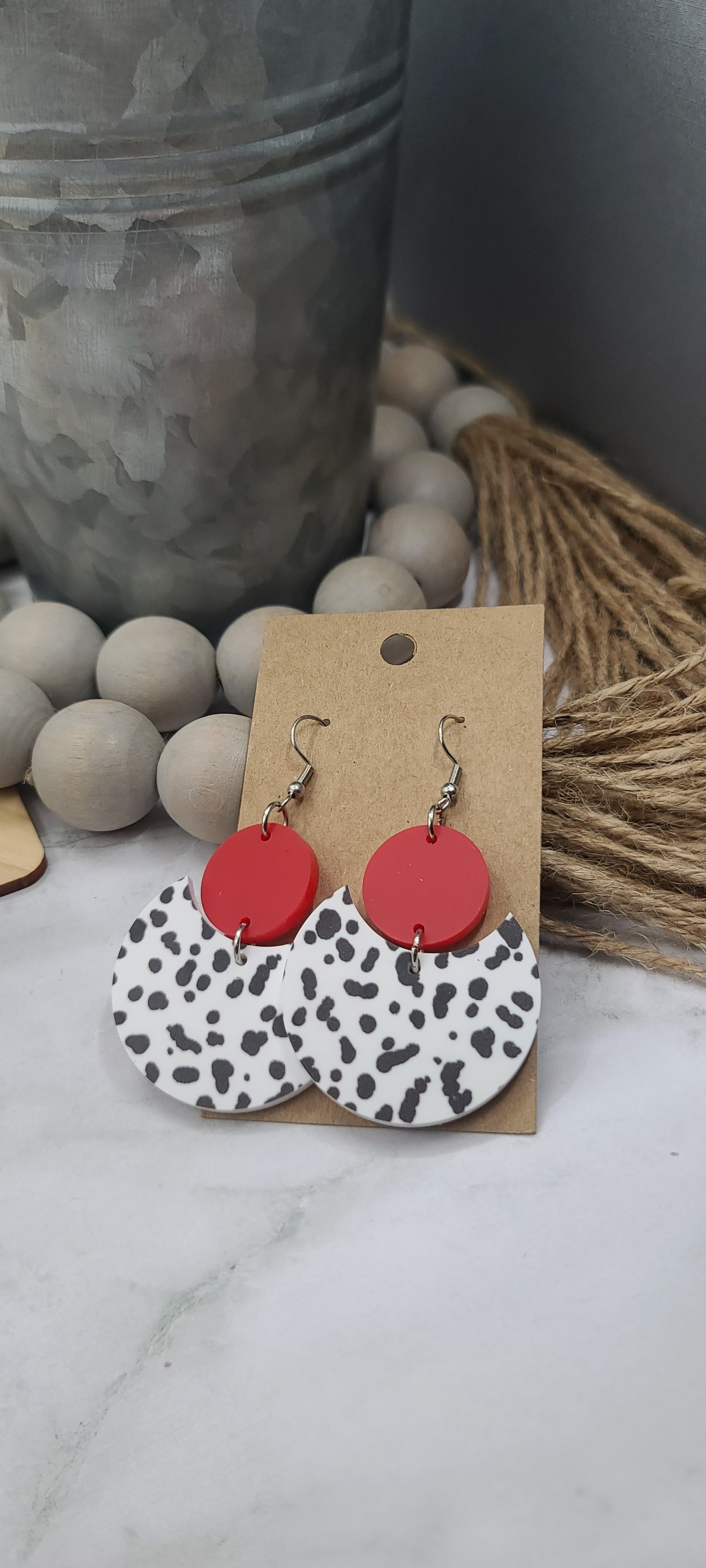 Dalmatian Stacked Circle Earrings