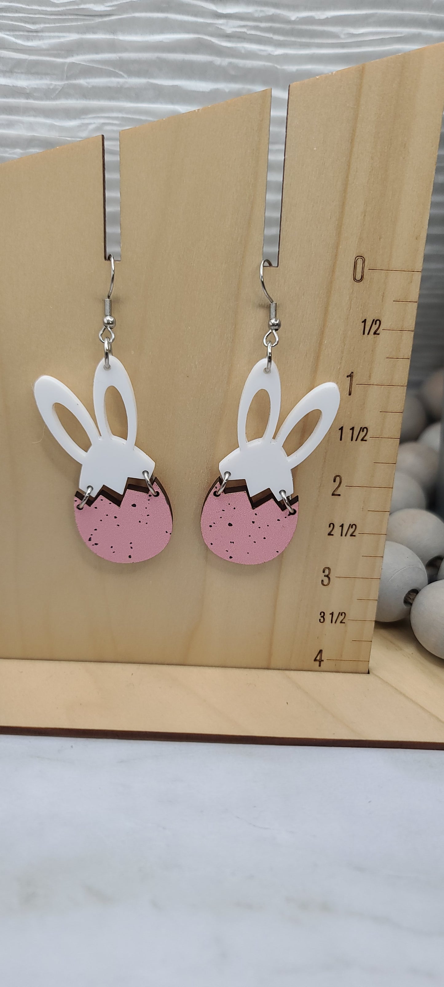 Speckled Egg Bunny Earrings Pink