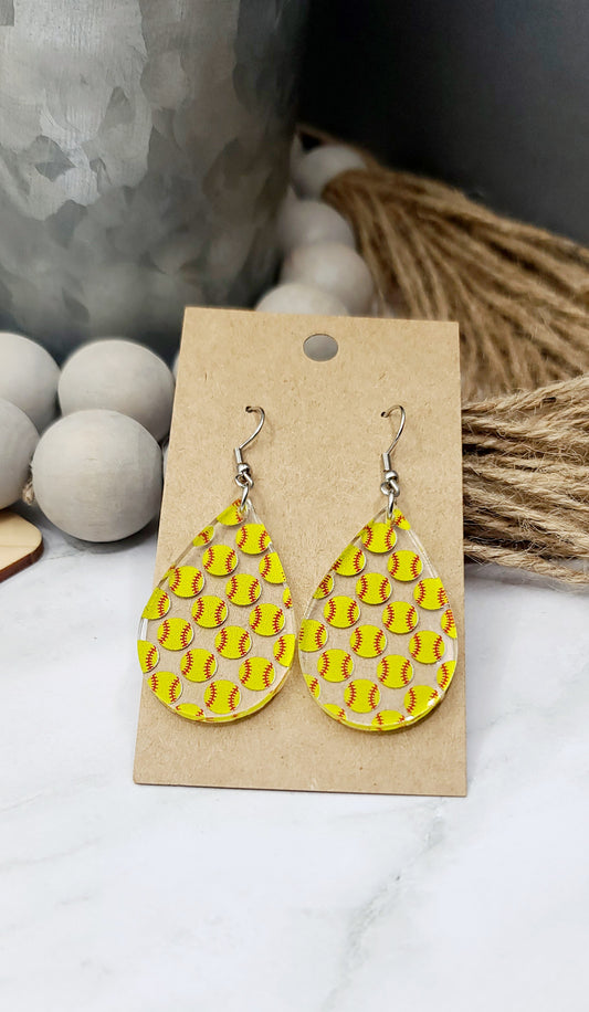 Softball Teardrop Earrings