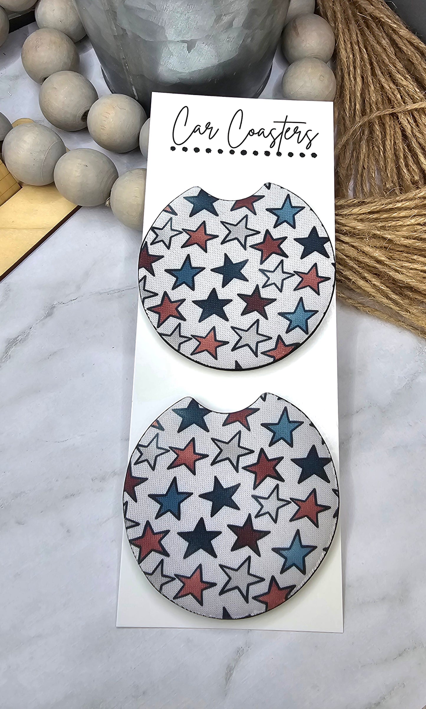 Patriotic Stars Car Coasters