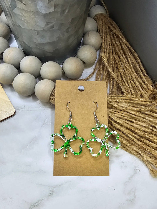 Glitter Confetti Shamrock Earrings