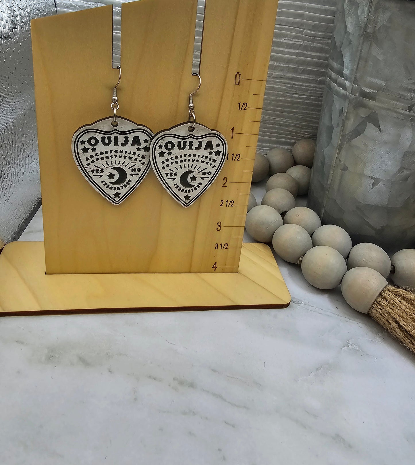 Rustic Ouija Planchette Earrings
