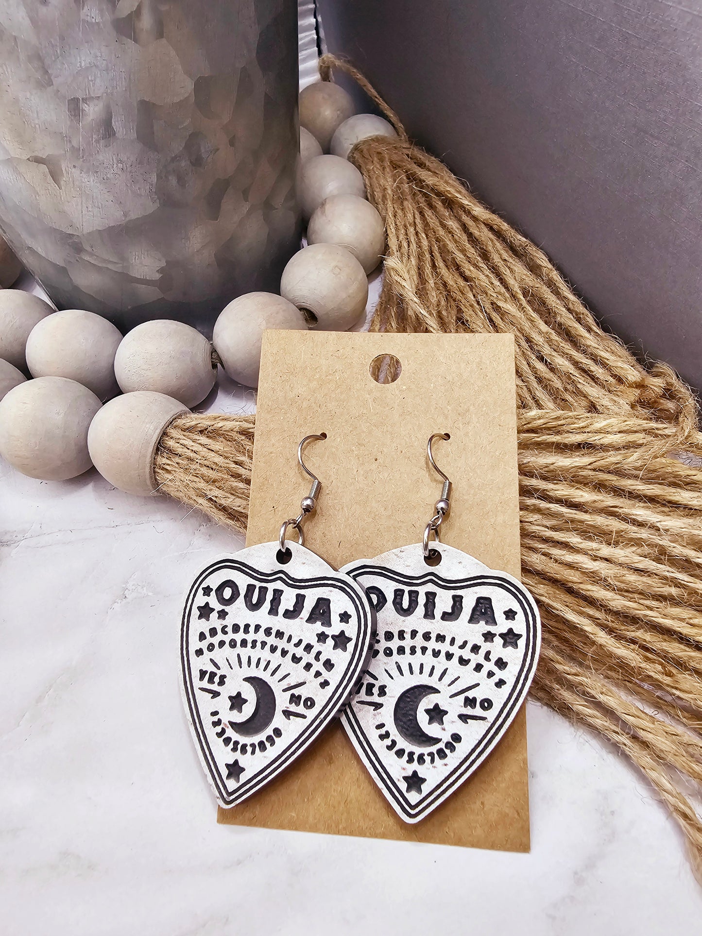 Rustic Ouija Planchette Earrings