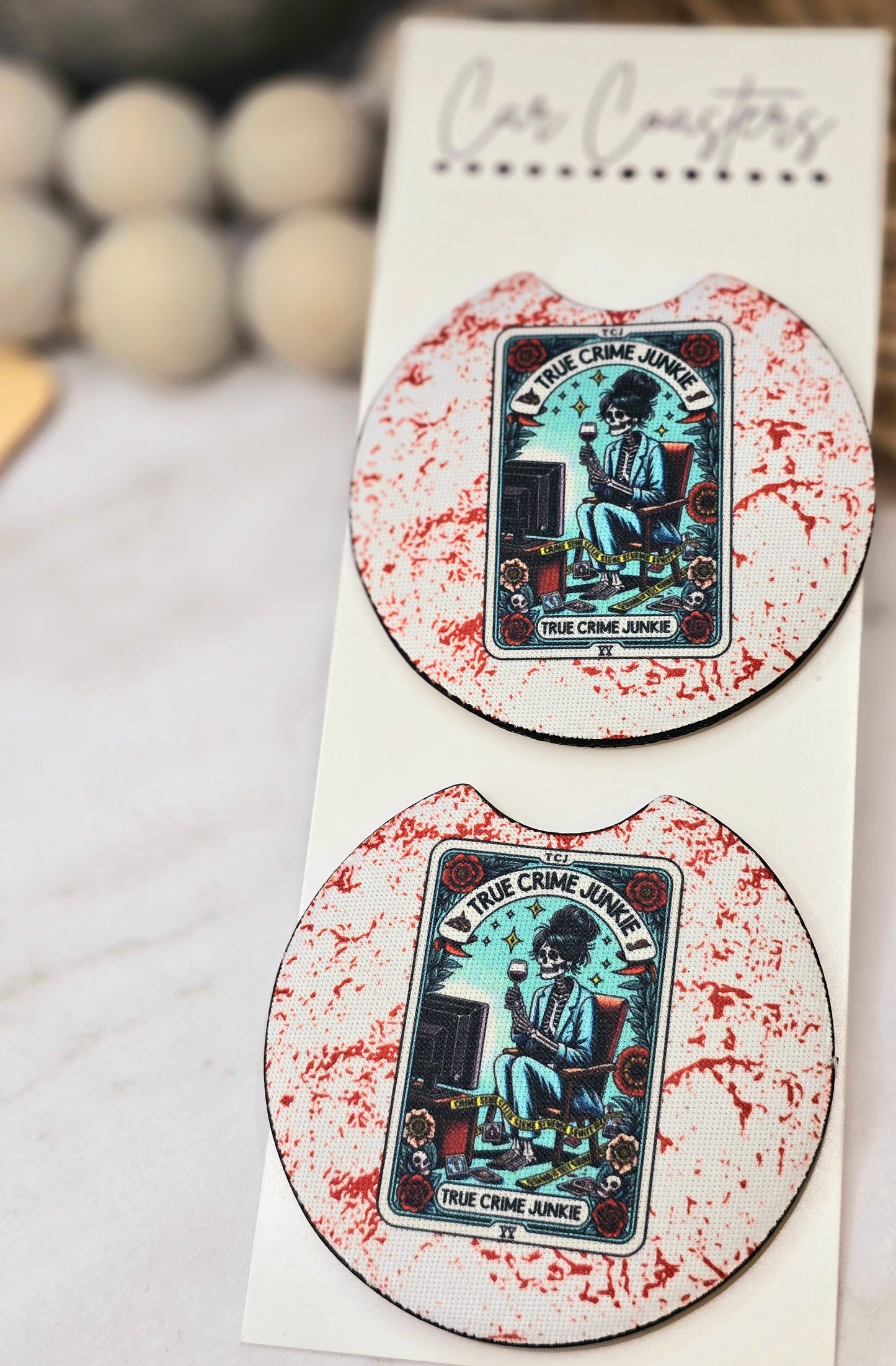 Crime Junkie Tarot Car Coasters