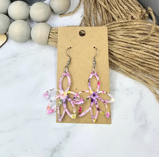 Pink Floral Lotus Earrings