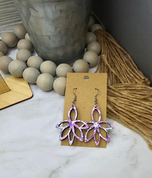 Purple Floral Lotus Earrings