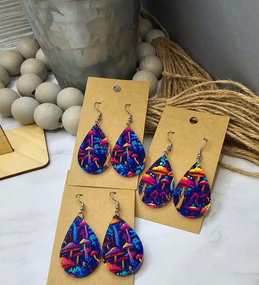 Neon Mushroom Teardrop Earrings