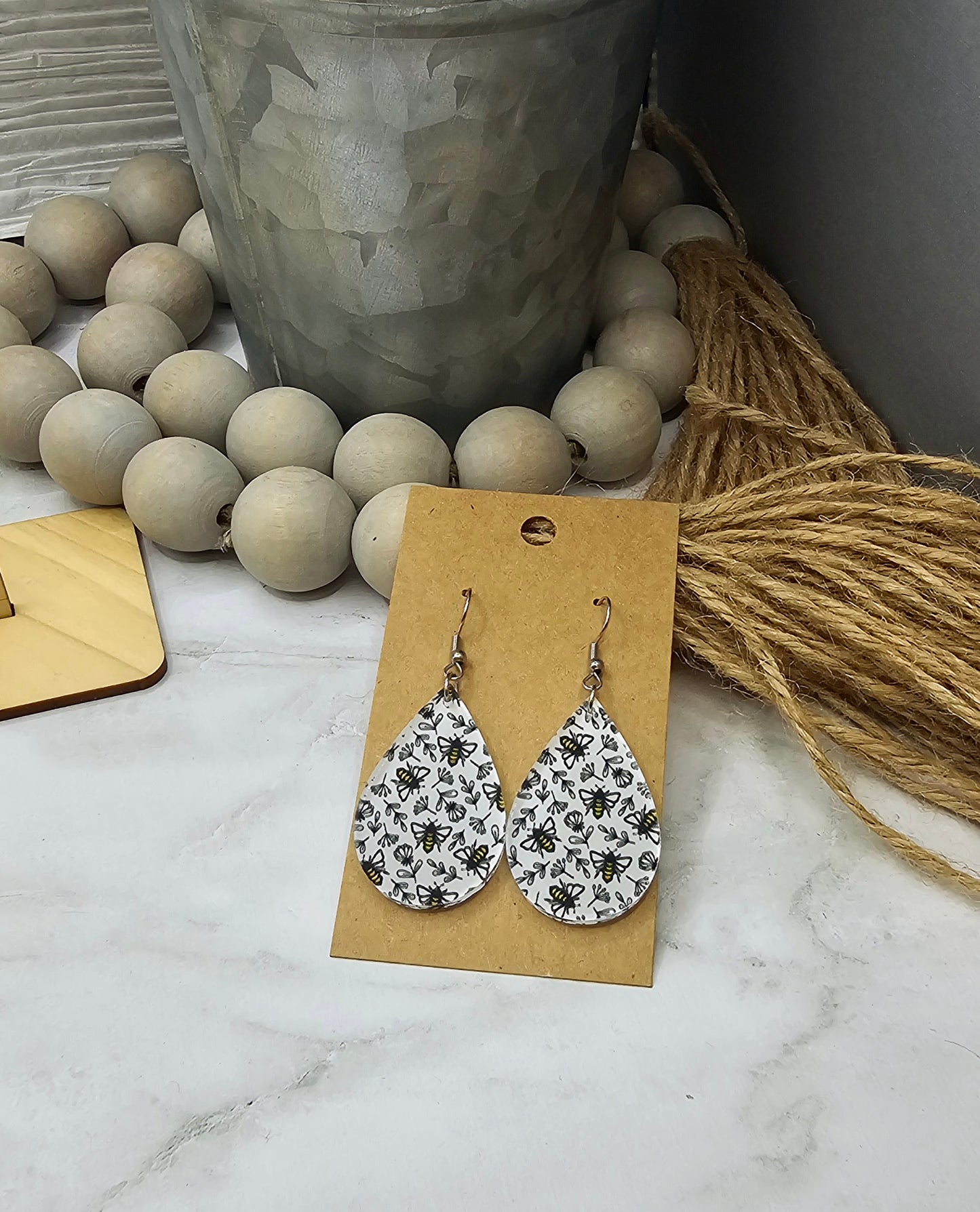 Wildflower Bee Teardrop Earrings