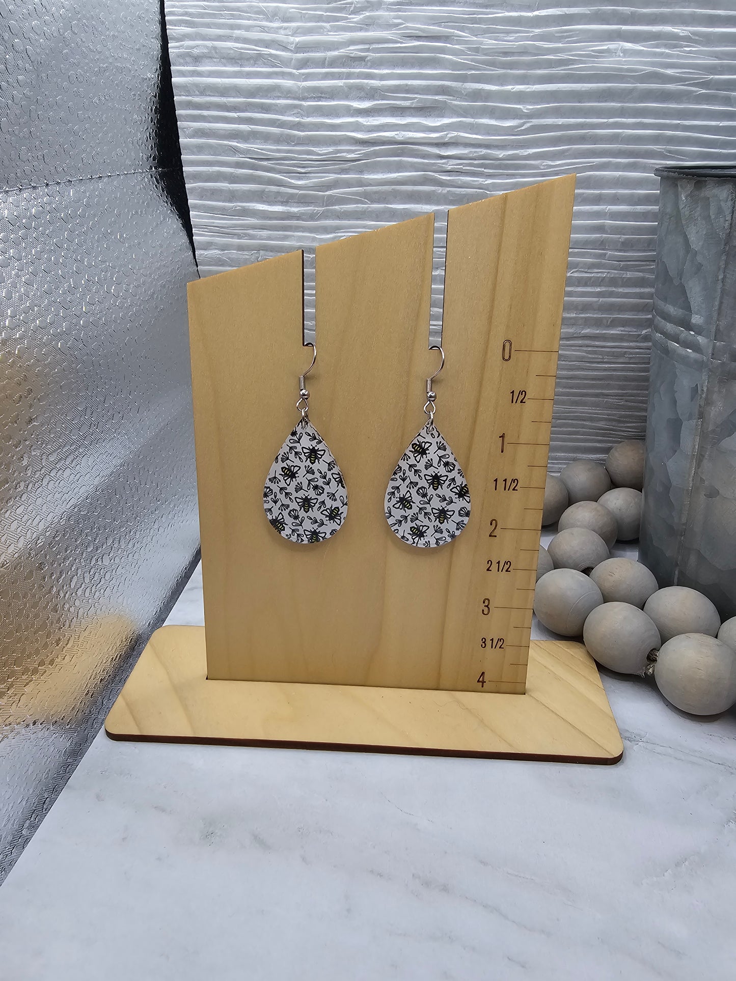 Wildflower Bee Teardrop Earrings