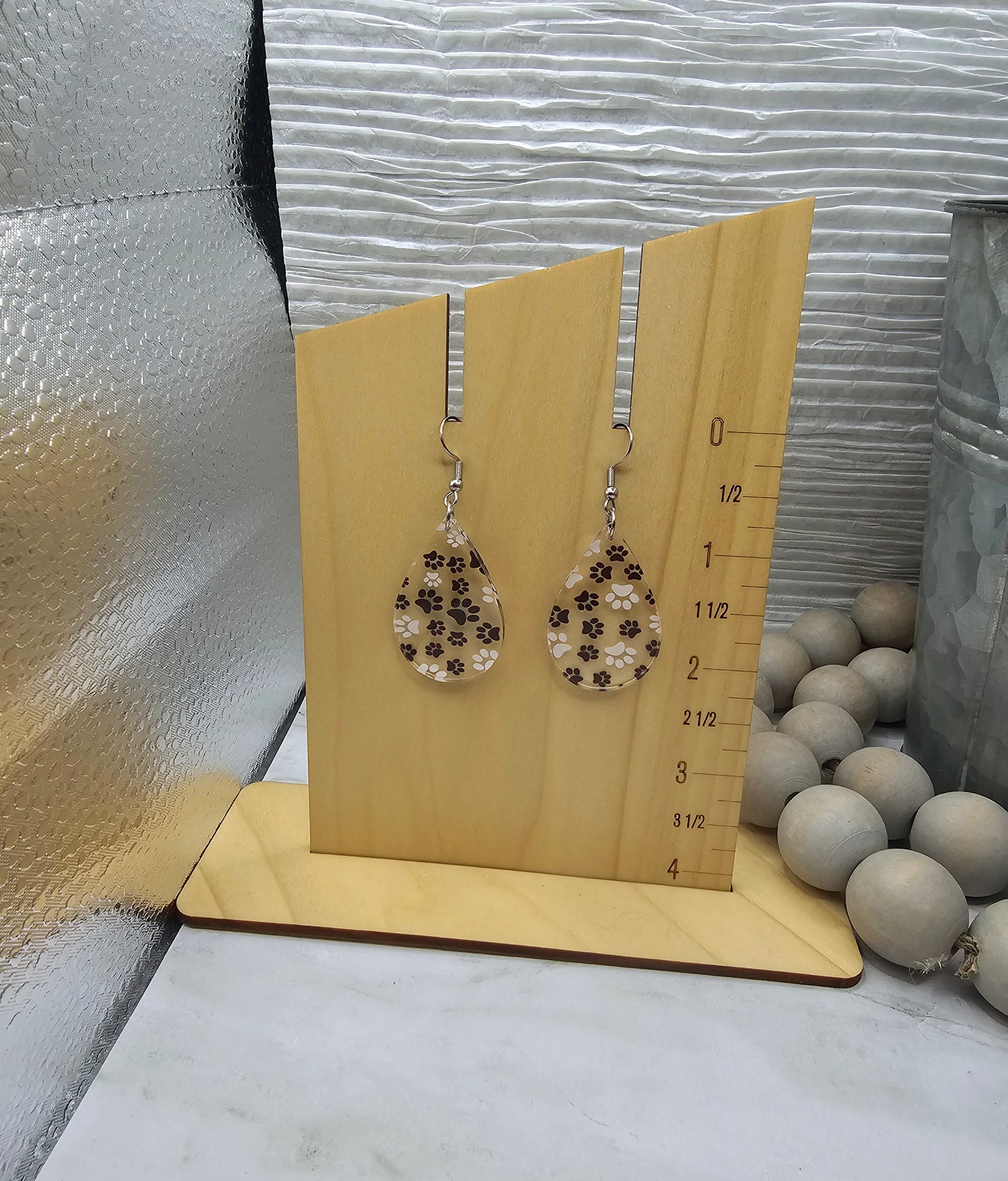 Paw Print Teardrop Earrings