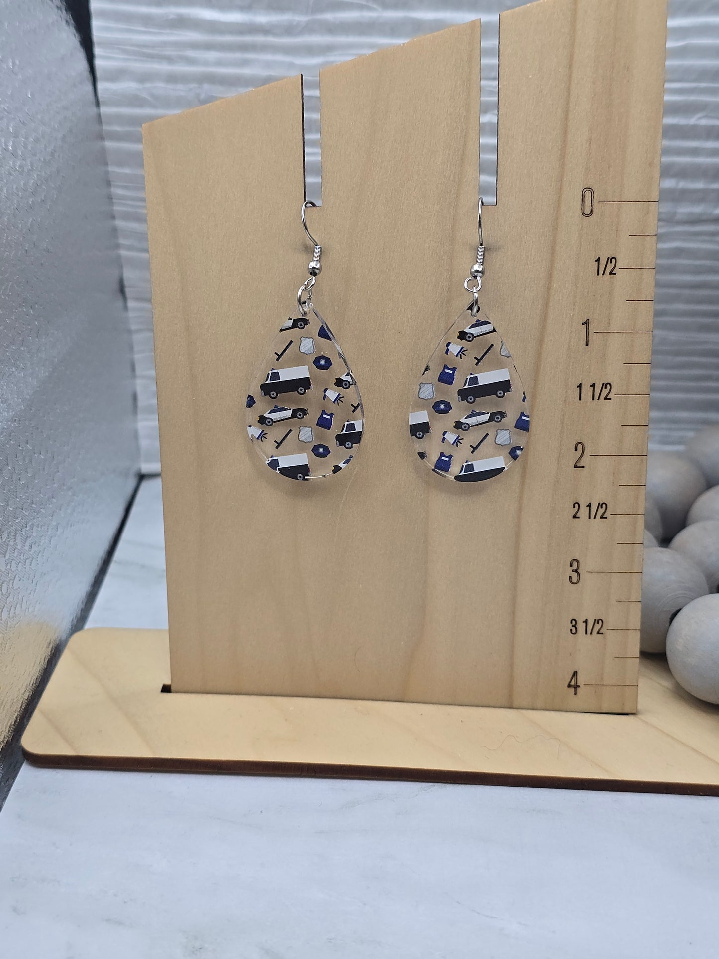 Police Teardrop Earrings