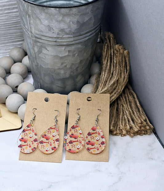 Firefighter Teardrop Earrings