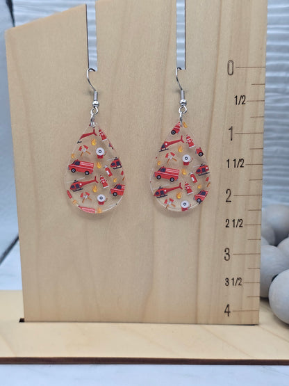 Firefighter Teardrop Earrings