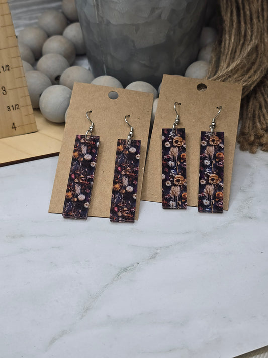 Midnight Wildflower Floral Bar Earrings