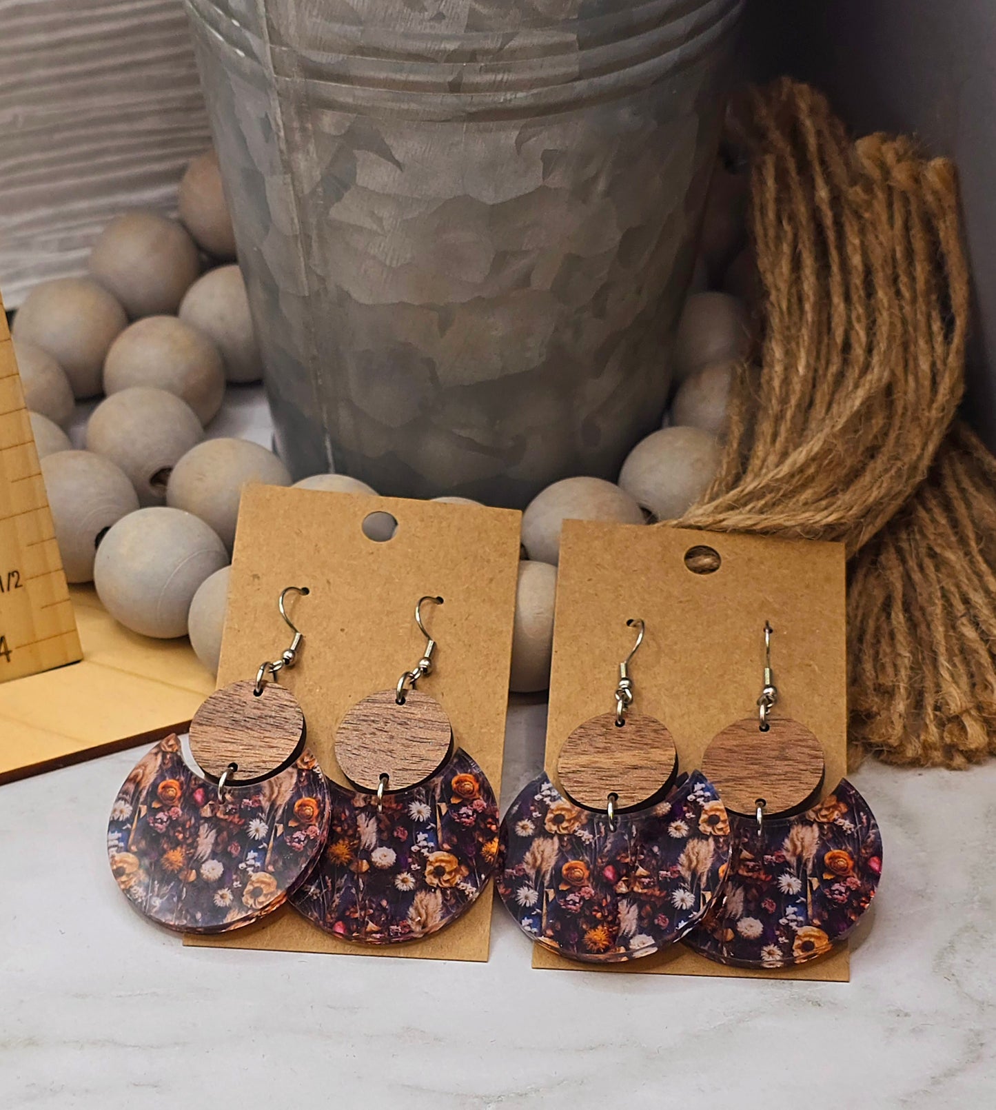 Midnight Wildflower Stacked Circle Earrings