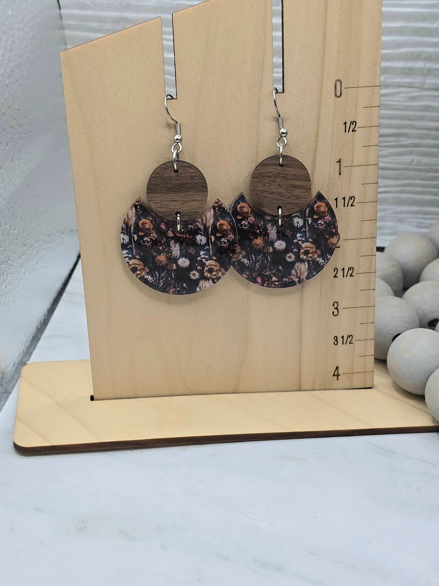 Midnight Wildflower Stacked Circle Earrings