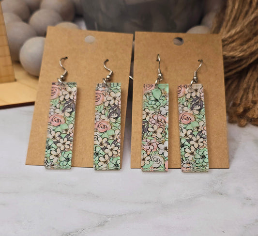 Mint Floral Bar Earrings