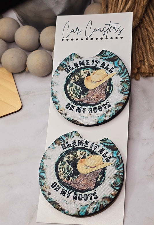 Roots Cowboy Boot Car Coasters