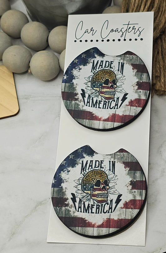 Made in America Skull Car Coasters