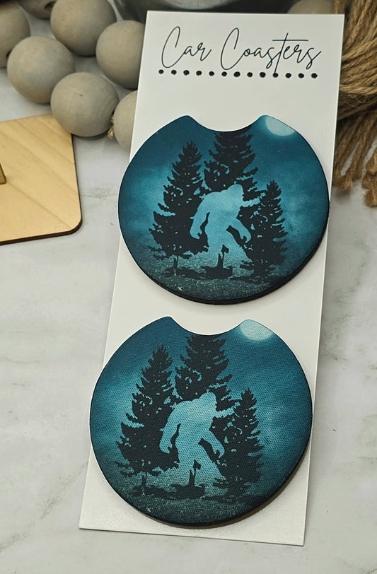 Blue Big Foot Car Coasters