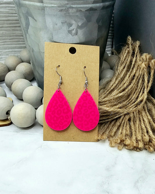 Pink Leopard Teardrop Earrings