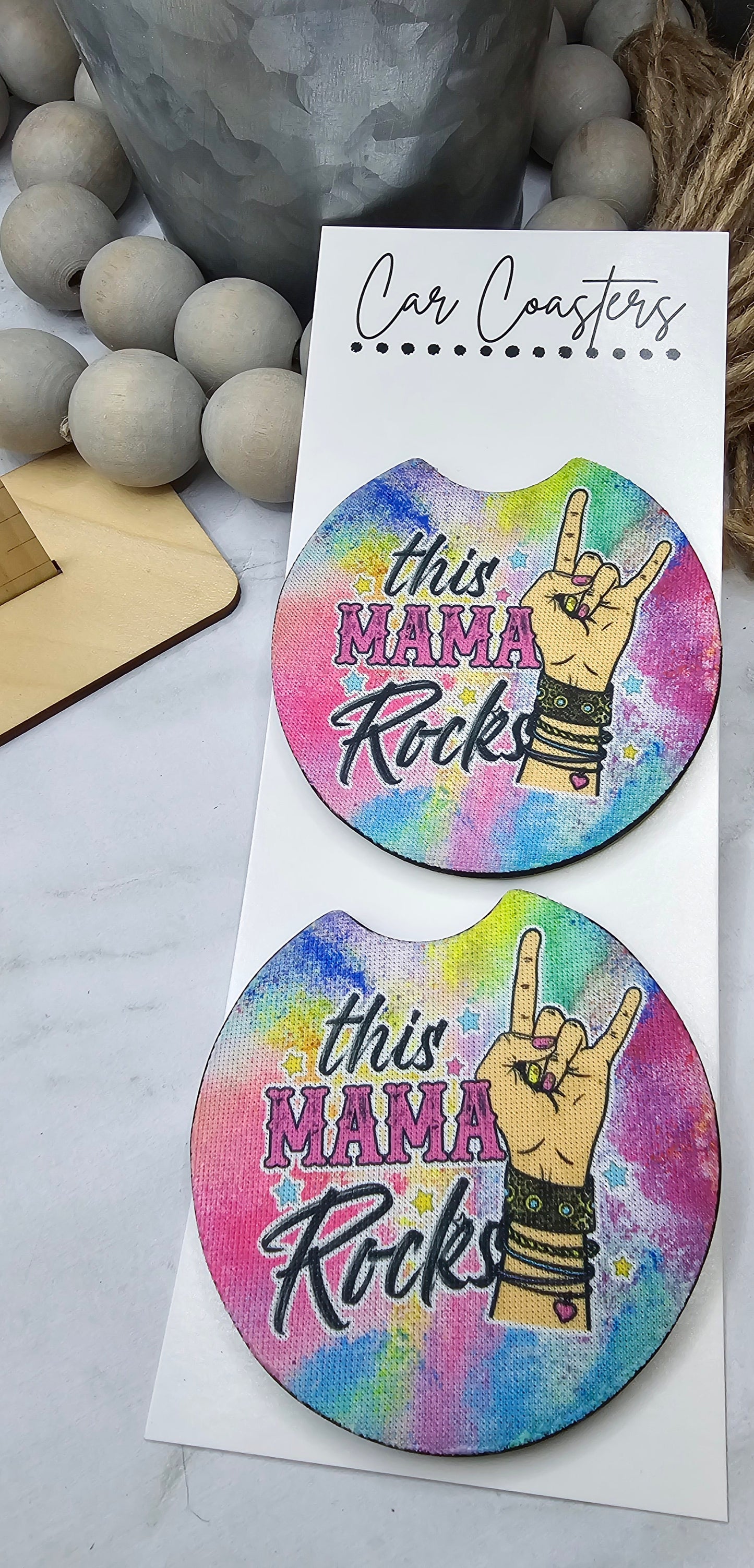 Mama Rocks Car Coasters