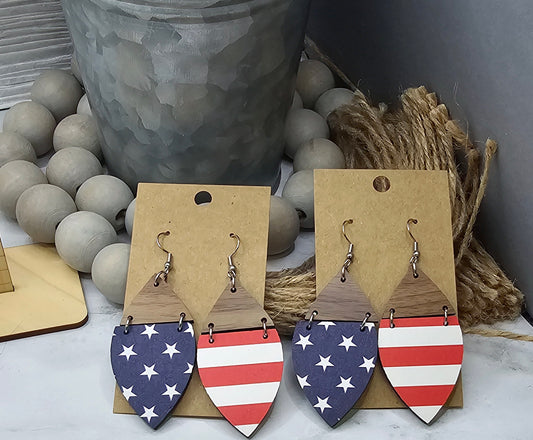 Walnut Flag Split Petal Earrings