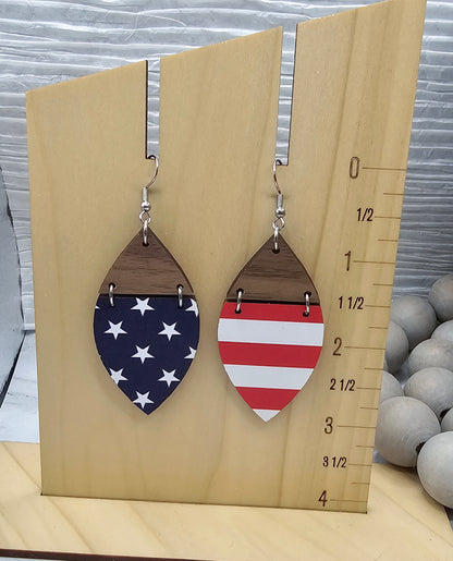 Walnut Flag Split Petal Earrings