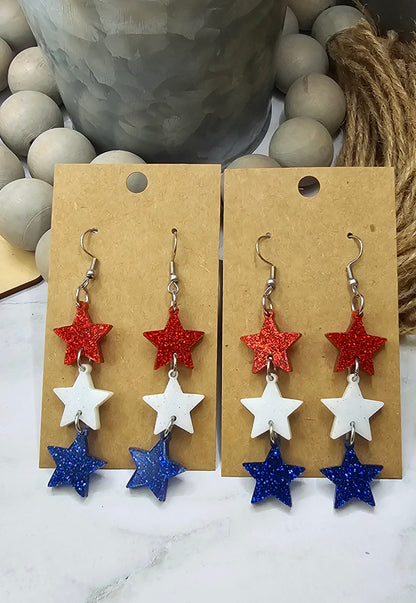 Glitter Stacked Stars Earrings