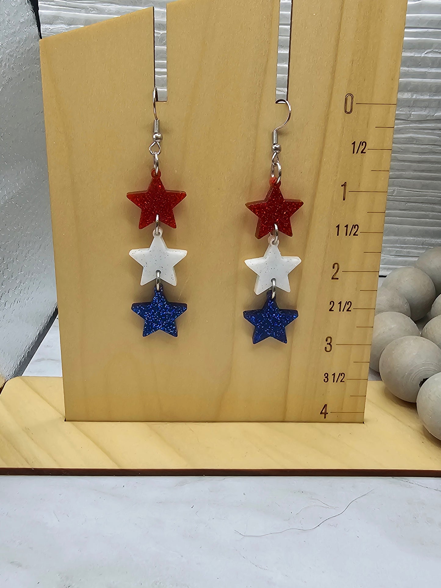 Glitter Stacked Stars Earrings