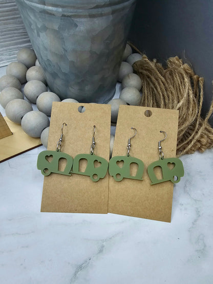 Olive Green Camper Earrings