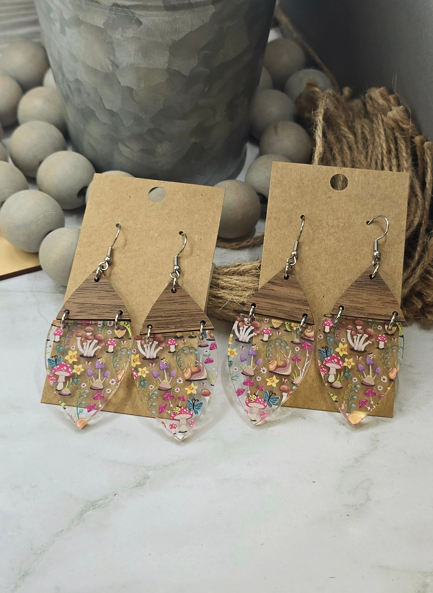 Mushroom Garden Split Petal Earrings