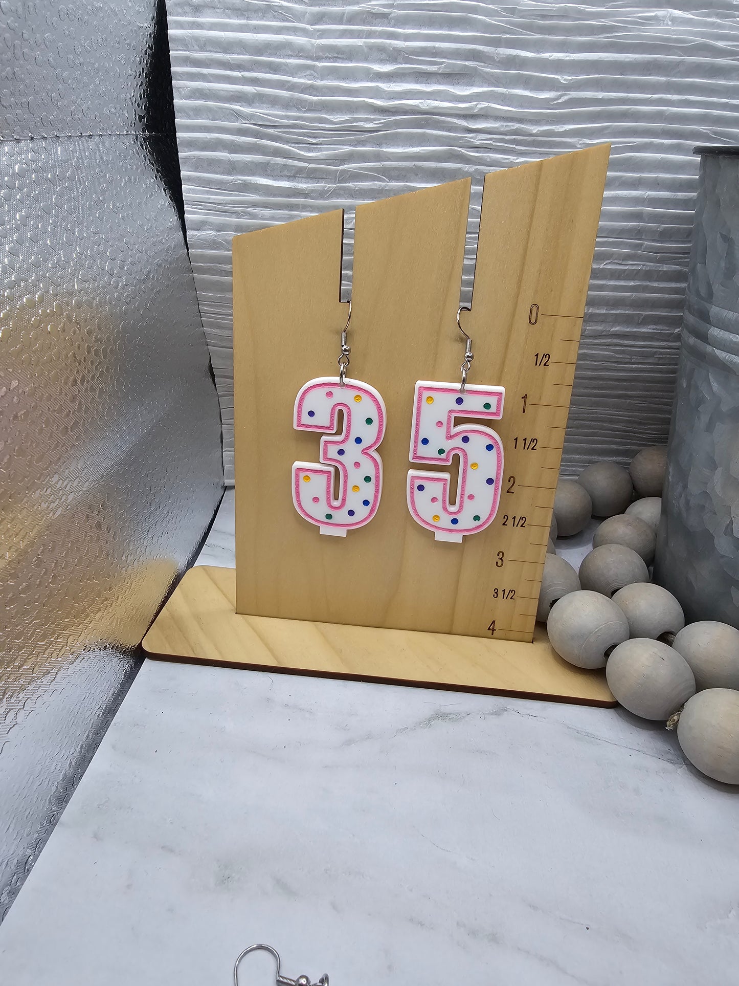 Hand Painted Birthday Candle Earrings