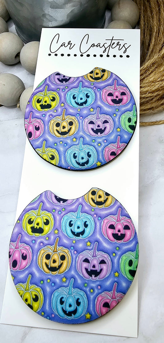 Pastel Pumpkins Car Coasters