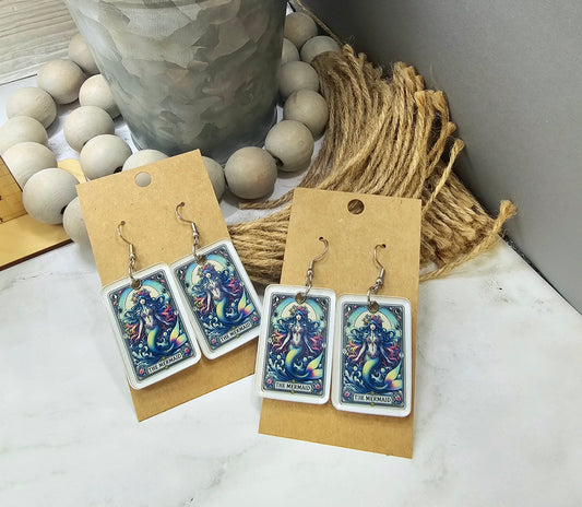 Mermaid Tarot Card Earrings