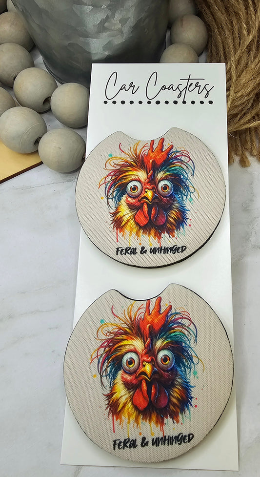 Feral & Unhinged Car Coasters