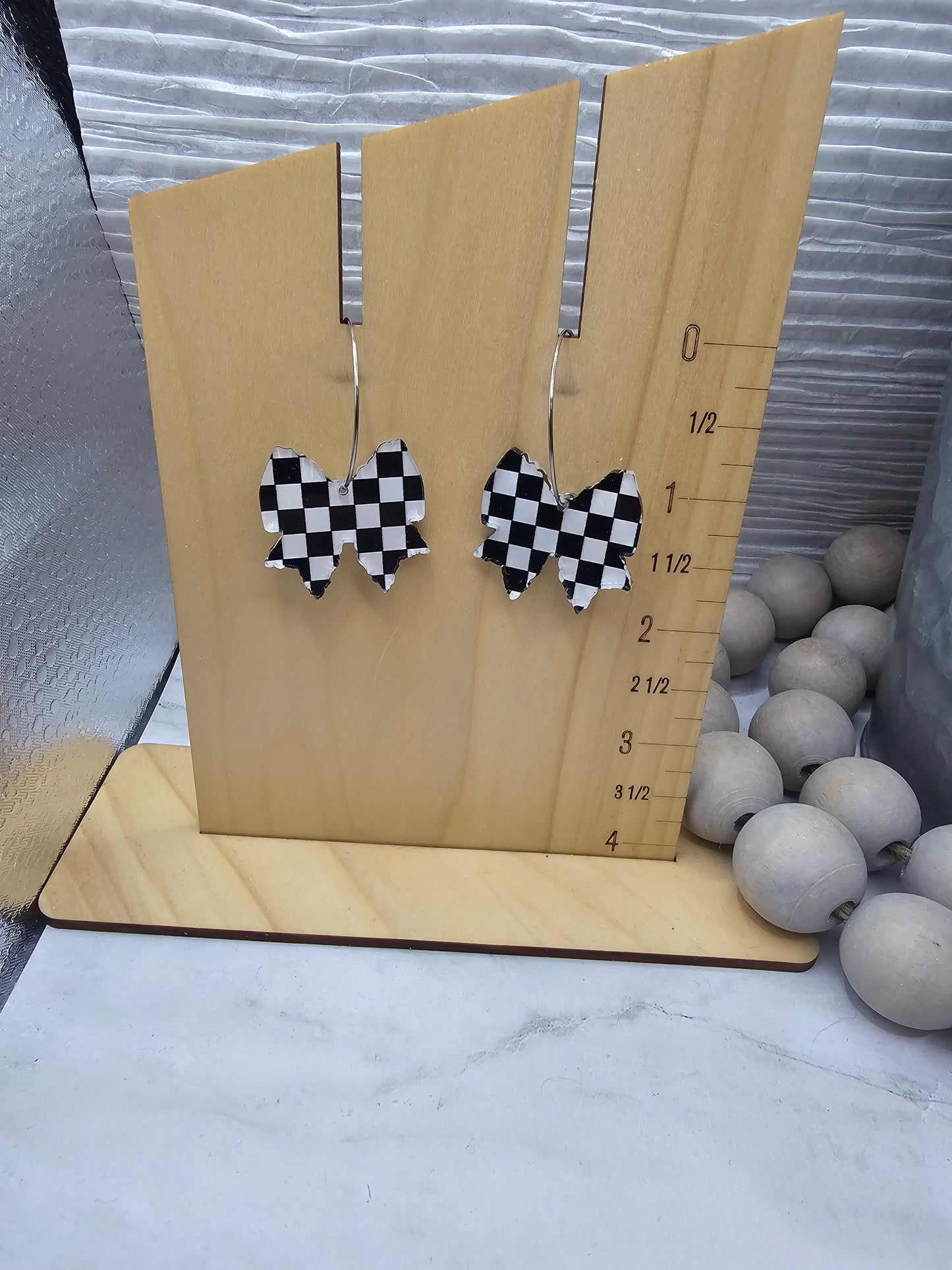 Checkered Bow Earrings