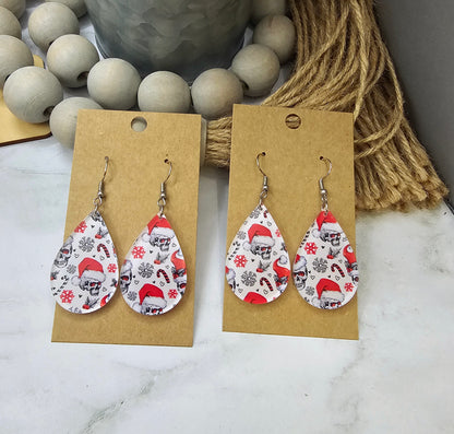 Christmas Skulls Teardrop Earrings