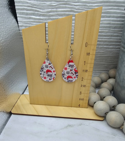 Christmas Skulls Teardrop Earrings