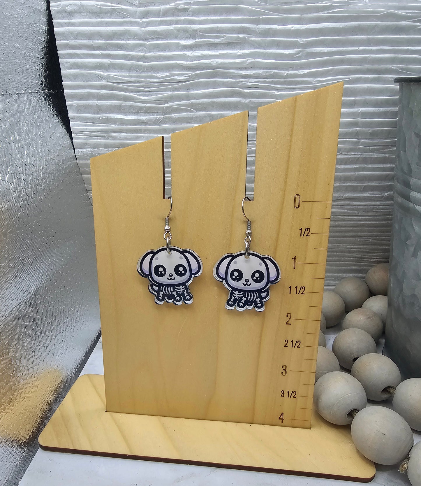 Skeleton Puppy Earrings